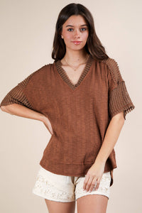 Oversized Contrast Knit Comfy Casual Top