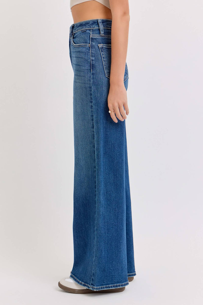 Dark Wash High Rise Wide Leg Jeans