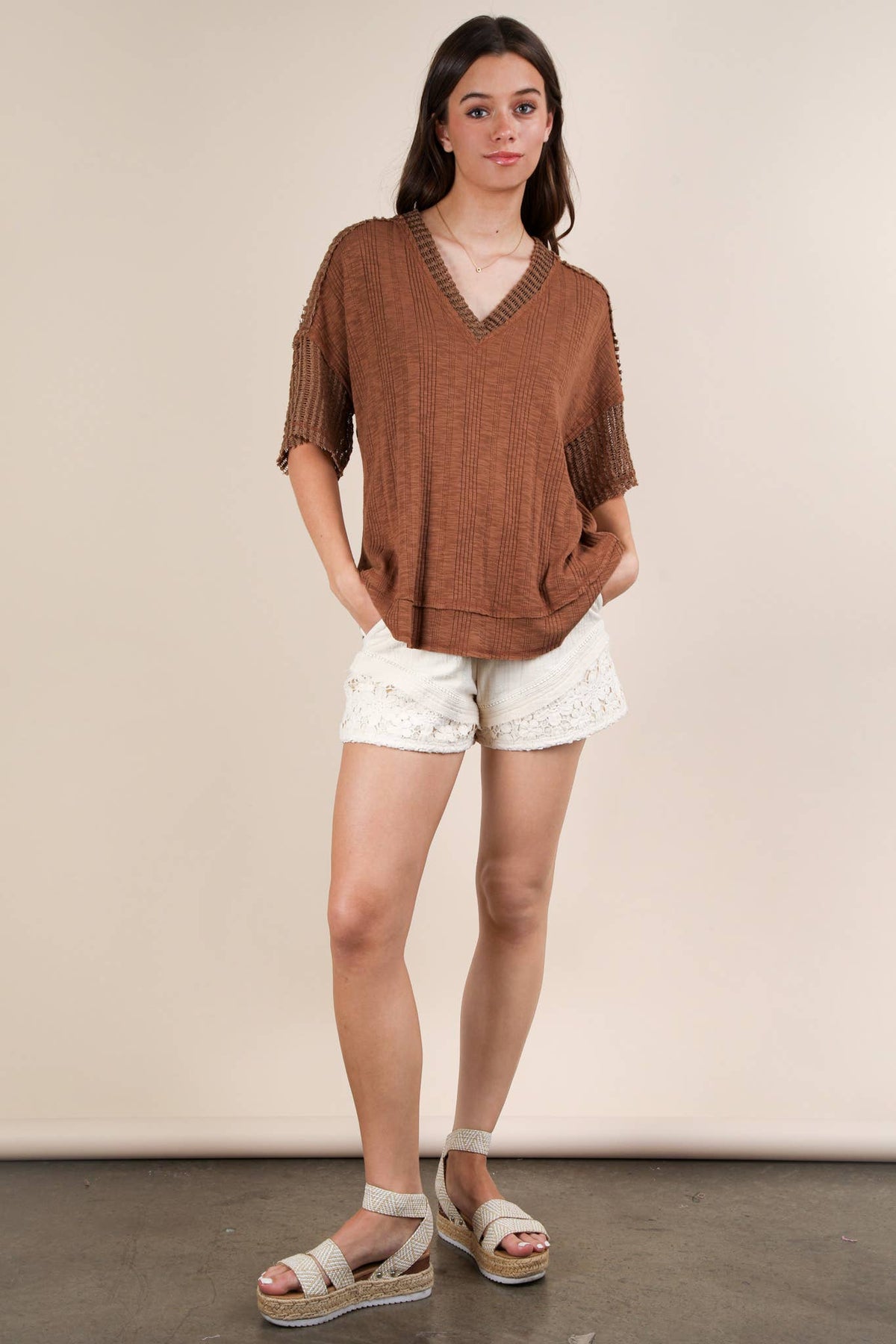 Oversized Contrast Knit Comfy Casual Top
