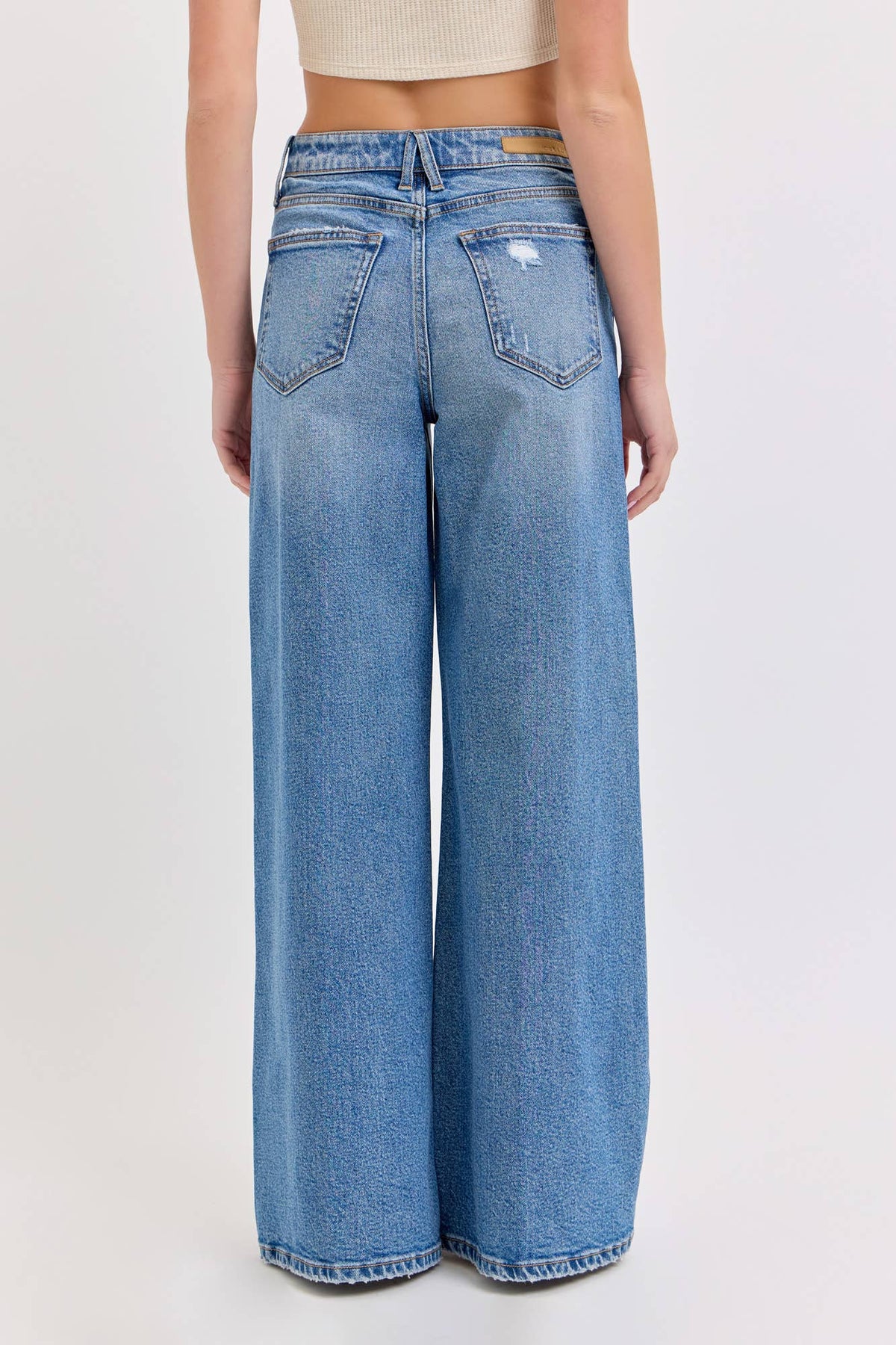 WV98376M High Rise Wide Leg Denim Jean Medium Denim