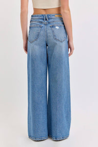 WV98376M High Rise Wide Leg Denim Jean Medium Denim