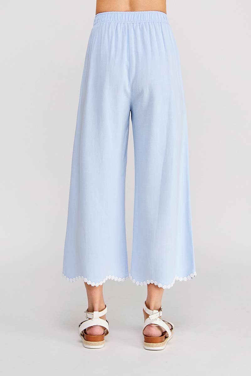 Soft Linen Elastic Waist Ankle Pant