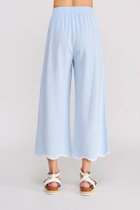 Soft Linen Elastic Waist Ankle Pant