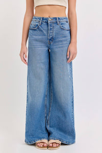 WV98376M High Rise Wide Leg Denim Jean Medium Denim
