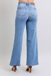 High Waisted Vintage Wash Retro Wide Leg Judy Blue Jeans