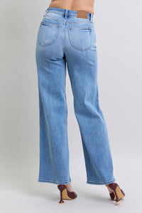 High Waisted Vintage Wash Retro Wide Leg Judy Blue Jeans