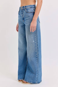 WV98376M High Rise Wide Leg Denim Jean Medium Denim