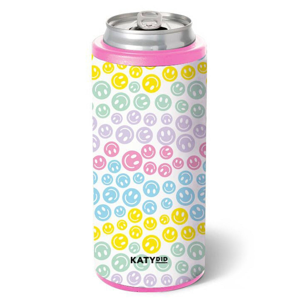 Rainbow Smiles Slim Can Coozie