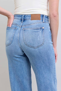 High Waisted Vintage Wash Retro Wide Leg Judy Blue Jeans