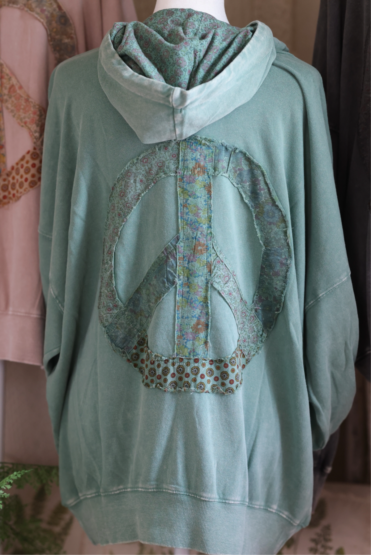 Seafoam Green Floral Peace Sweatshirt