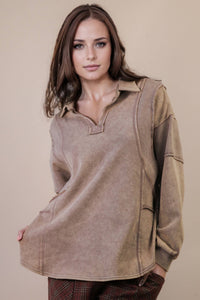 Mineral Washed Oversized French Terry Knit Top