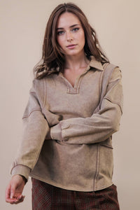 Mineral Washed Oversized French Terry Knit Top