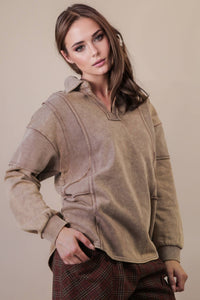 Mineral Washed Oversized French Terry Knit Top