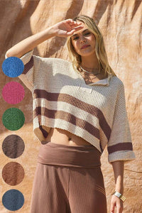 Fall Trending Striped Cropped Sweater