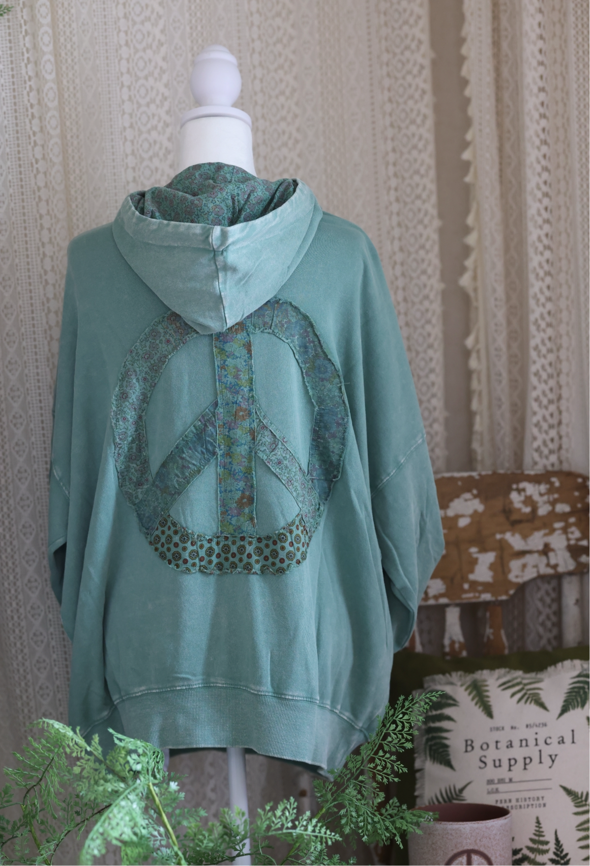 Seafoam Green Floral Peace Sweatshirt