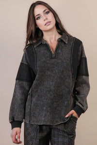 Mineral Washed Oversized French Terry Knit Top