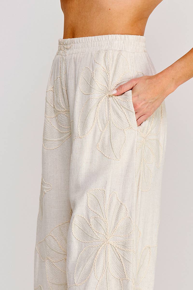 Floral Embroidered Soft Pant