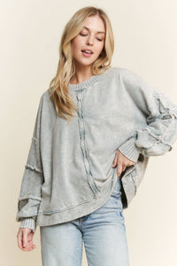 Mineral Washed Puff Long Sleeved Terry Sweatshirt