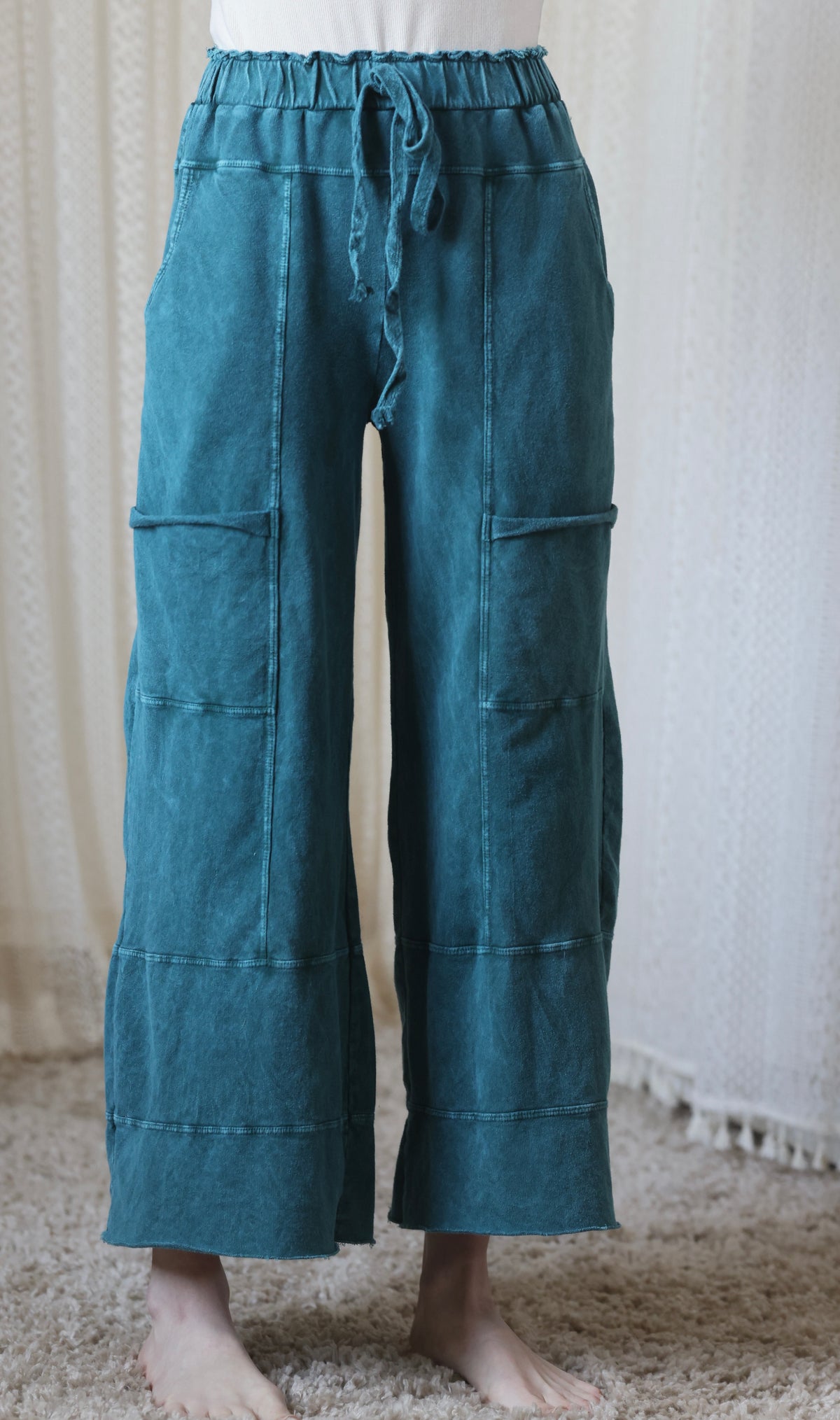 Emerald Cotton Wide Leg Pants