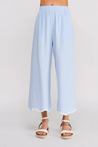 Soft Linen Elastic Waist Ankle Pant