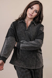 Mineral Washed Oversized French Terry Knit Top