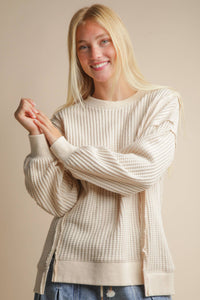 Oversized Waffle Knit Casual Top