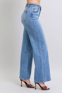 High Waisted Vintage Wash Retro Wide Leg Judy Blue Jeans