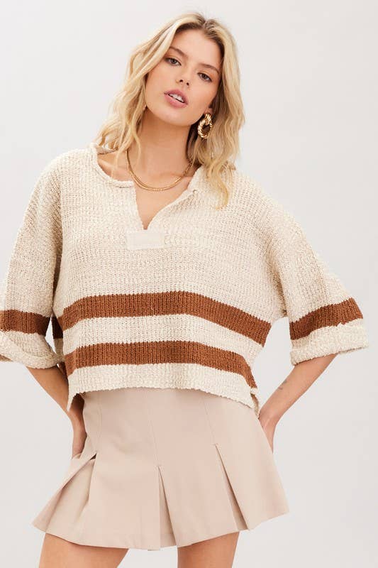 Fall Trending Striped Cropped Sweater